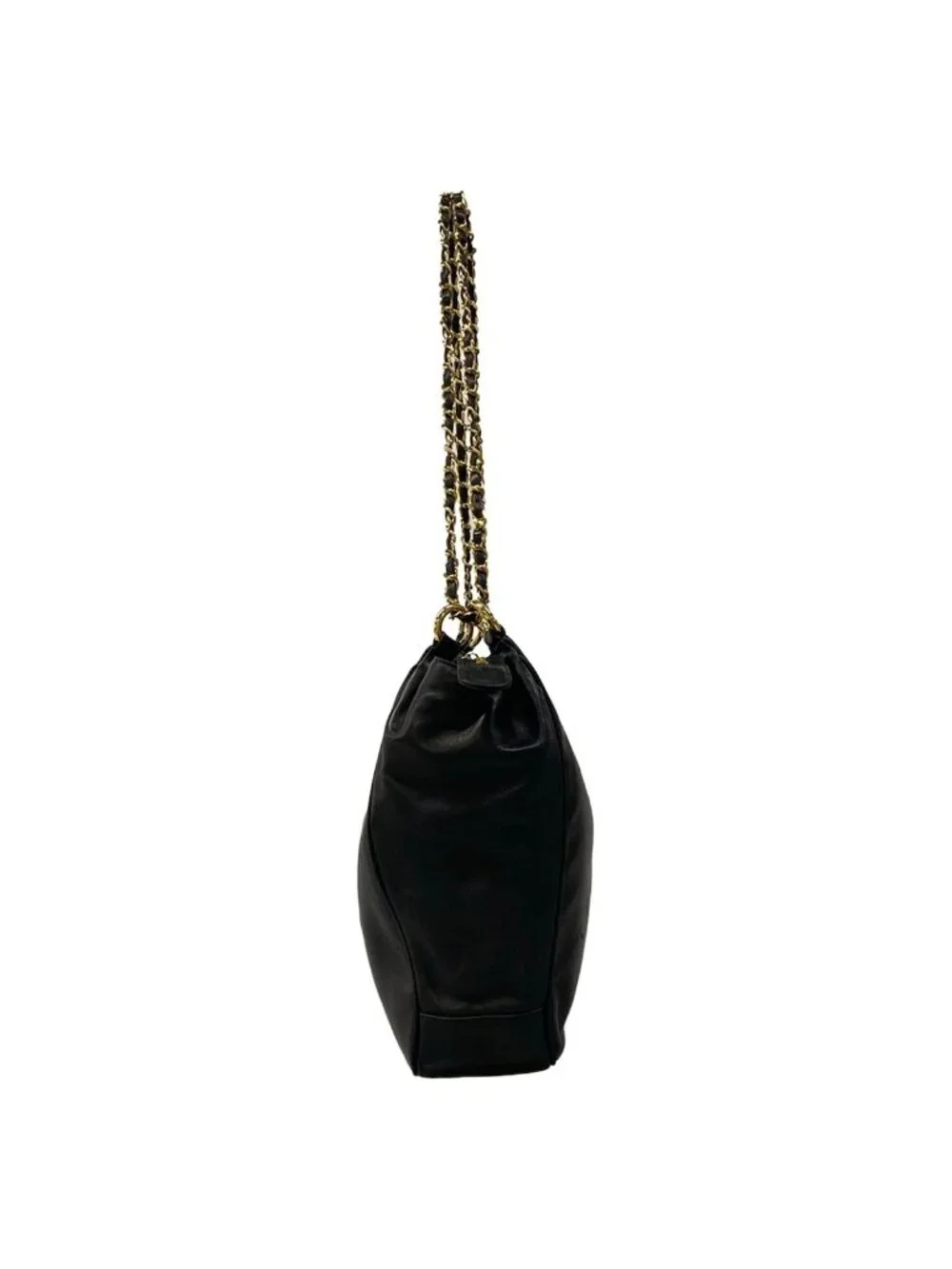 Chanel Shoulder Bag Black Chain Gold Lambskin